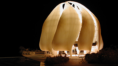 Nights of the round temple: An architectural rendering of the planned Baha'i temple outside Santiago, Chile, as conceived by Canadian architect Siamak Hariri. Courtesy Hariri Pontarini Architects.